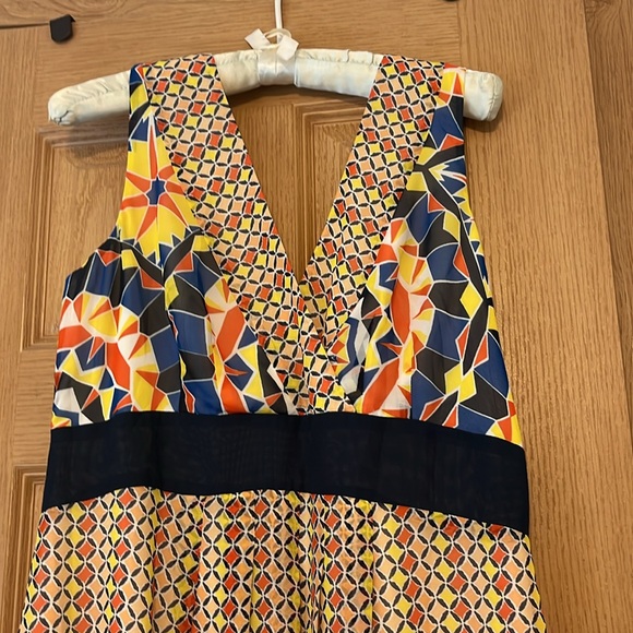 Ann Taylor maxi dress size 8 gorgeous tropical pattern sleeveless v neck front - Picture 2 of 6